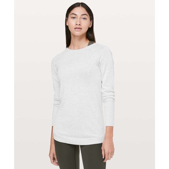 Lululemon Unity Drop Back Cashmere Sweater in Heathered Silver Ice Size 4 - Picture 2 of 5